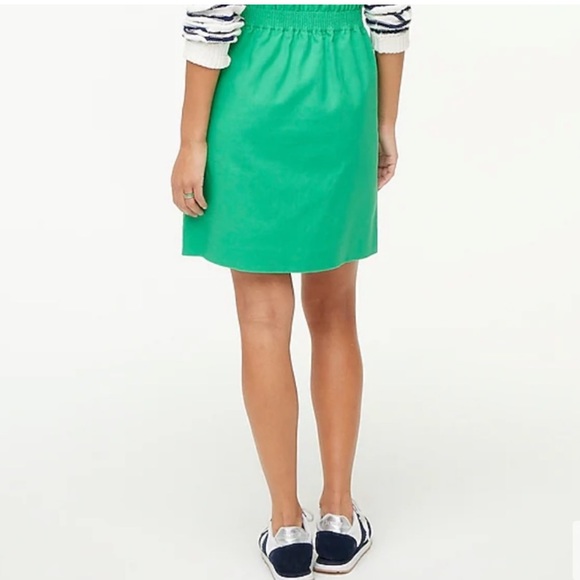 🆕 J Crew Green City Skirt. Linen Blend with Hand Pockets & Elastic Waist. NWOT - Picture 2 of 13